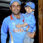 Virender Sehwag with his son Aryavir