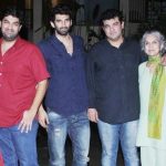 Aditya Roy Kapur with His mother, and Brothers Siddharth Roy Kapur (right), and Kunaal Roy Kapur (brother)