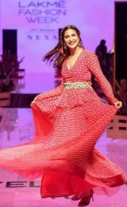 Aahana Kumra walking the ramp at Lakme Fashion Week