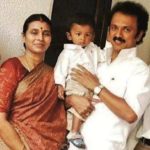 M. K. Stalin With His Son (Extreme Right, Daughter (Extreme Left), Wife, and Grandson (in his lap)