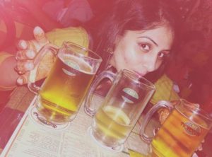 Ankita Mayank Sharma Drinking Beer