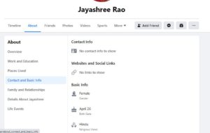 Jayashree Rao's Facebook Profile