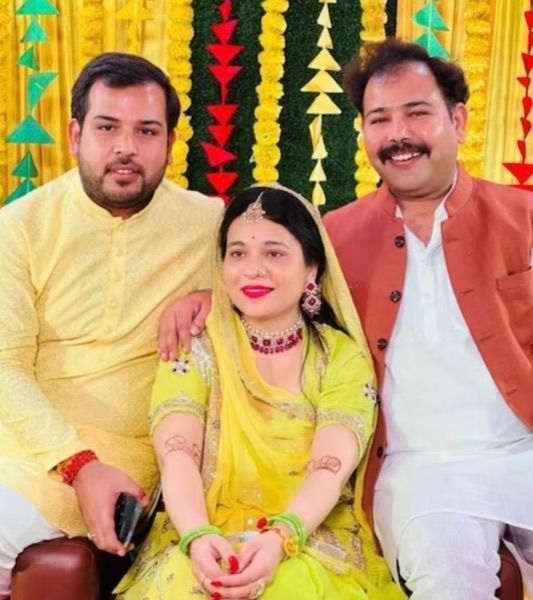 Prabal, Nivedita, and Devendra (left to right) at a family function